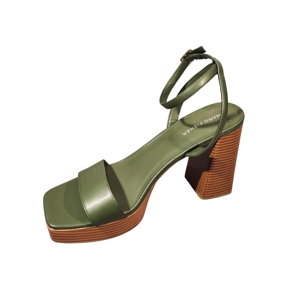 Marc Fisher Sandals Shoes Womens Size 11 Green Strappy Platform Block Heel Ankle